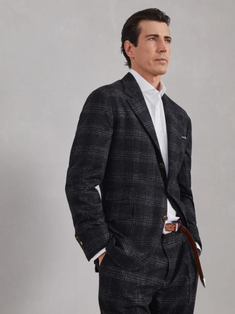 Flecked silk, wool and cashmere Prince of Wales deconstructed Cavallo blazer