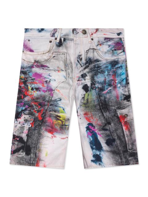DENIM SHORTS - WHITE/MULTI