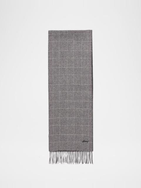 Brioni Men & apos;s Silk and Cashmere Double-Face Houndstooth Plaid Scarf