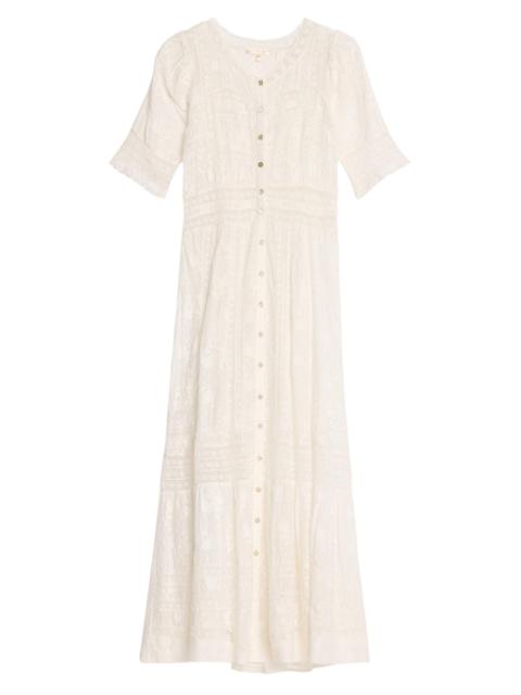 LoveShackFancy Women's Minka Lace-Trim Cotton Midi-Dress - True White