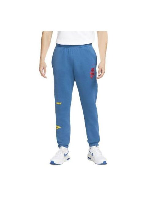 Nike Men's Nike Alphabet Logo Printing Drawstring Lacing Bundle Feet Sports Pants/Trousers/Joggers Blue D
