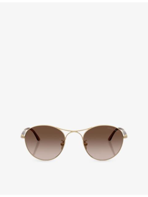GIORGIO ARMANI AR6177 Round-Frame Metal Sunglasses