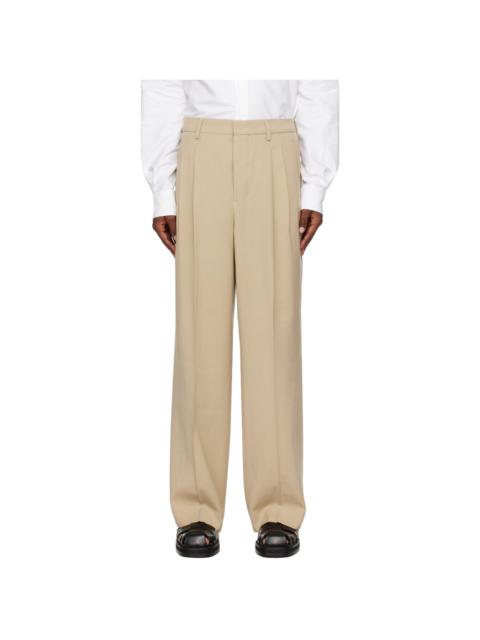 AMI Paris Taupe Straight Fit Trousers