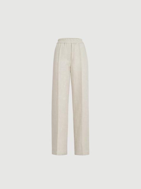 Brunello Cucinelli Linen and cotton chevron loose track trousers