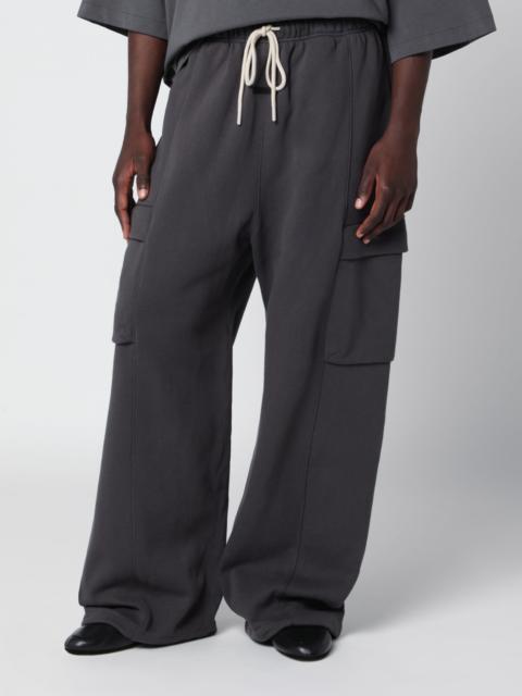 ESSENTIALS Iron Grey cargo jogging trousers in cotton fleece