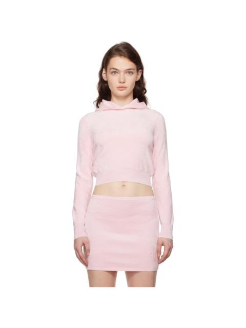 alexanderwang.t Pink Cropped Long Sleeve Hoodie