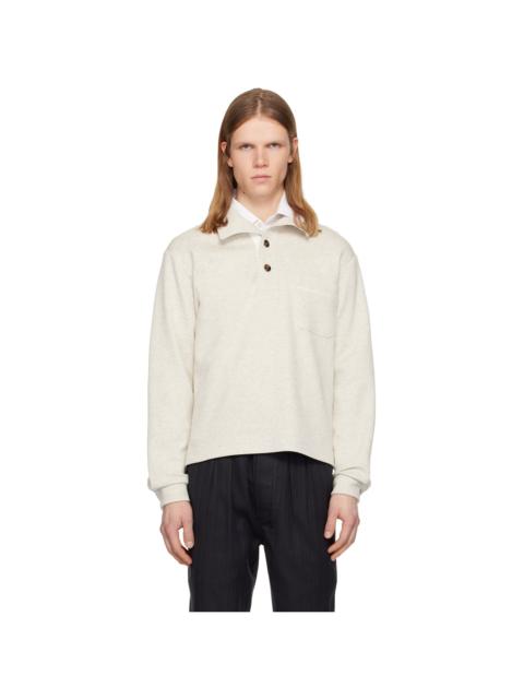 TOM FORD Beige Cotton Silk Cashmere Half Button Sweatshirt