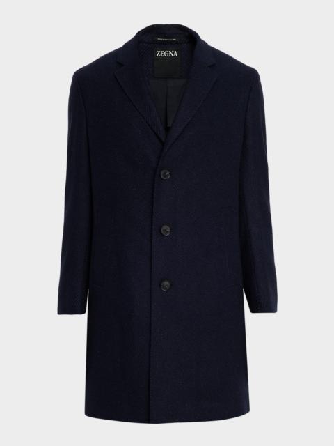 ZEGNA Men's Cashmere and Silk Stripe Twill Top Coat