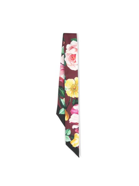 floral-print silk bandeau scarf