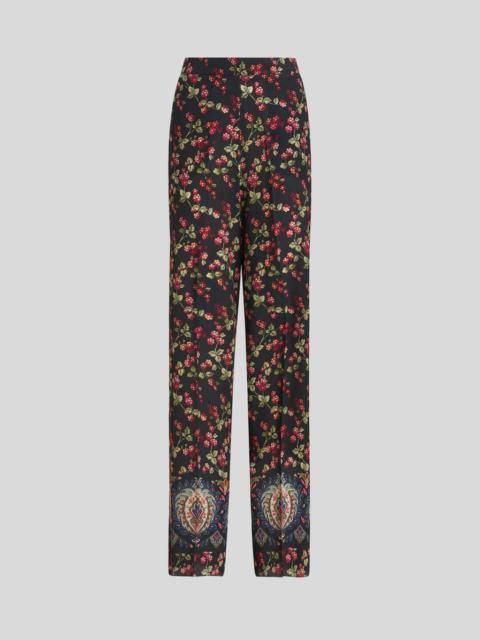 PALAZZO TROUSERS WITH BERRY PRINT