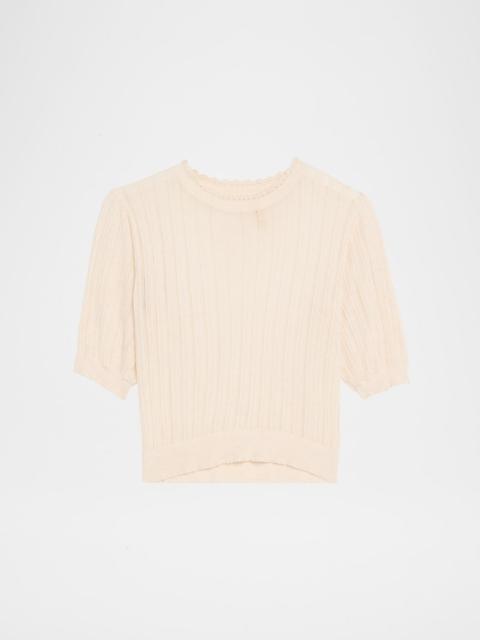 ULLA JOHNSON Gemma Puff-Sleeve Pointelle Knit Top