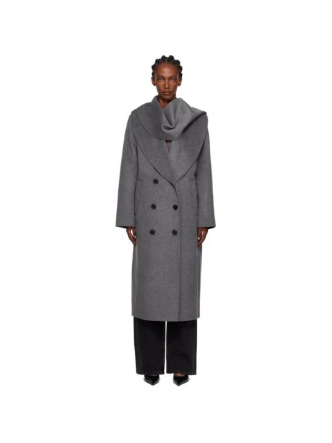 Gray Signature Double-Faced Scarf Coat