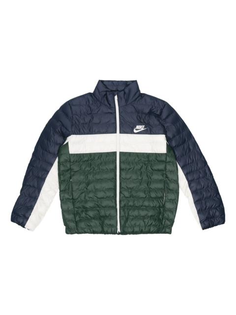 Nike Nike Athleisure Casual Sports Stand Collar protection against cold Stay Warm Jacket Blue Green Color