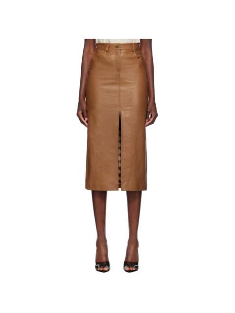 16ARLINGTON Tan Ille Midi Skirt
