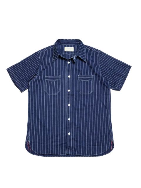 SUGAR CANE Fiction Romance 8.5oz. Wabash Stripe S/S Work Shirt - SC36267A