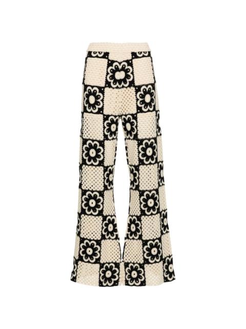 floral crochet trousers
