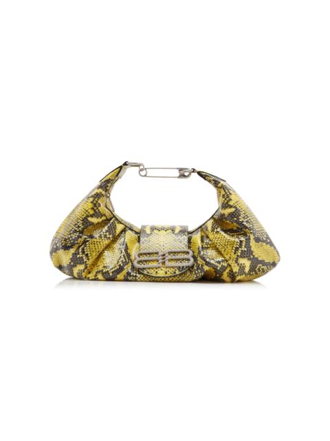 BALENCIAGA Pamela Embossed Python Leather Bag yellow