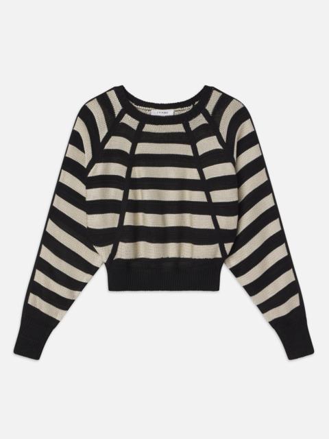 FRAME Striped Raglan Sweater in Black Multi