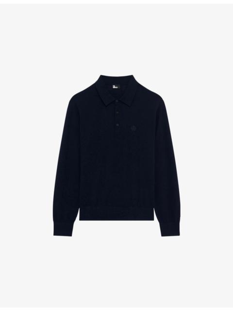 The Kooples Polo-Collar Brand-Embroidered Wool Jumper