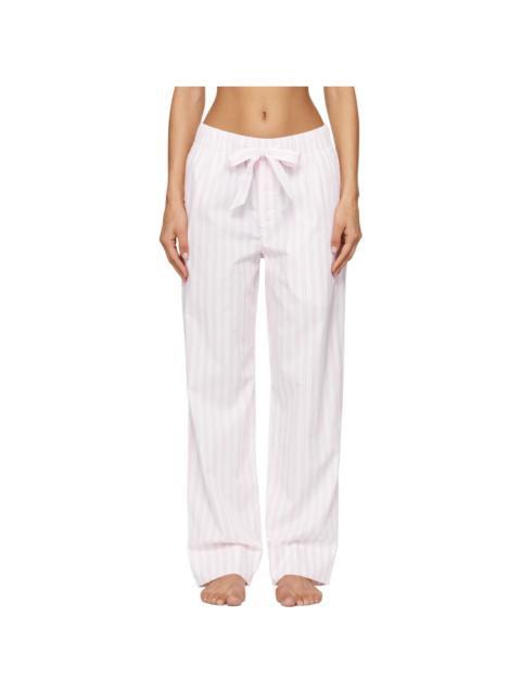 TEKLA White & Pink Poplin Pyjama Pants