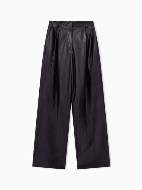 GIORGIO ARMANI TROUSERS WITH WIDE PLEATS IN NAPPA LEATHER