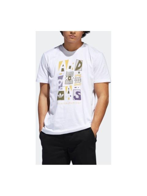 adidas originals Nehalem Tee Printing Alphabet Short Sleeve White DU8387