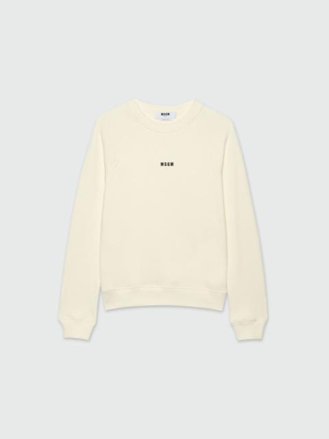 MSGM Cream jersey sweatshirt with micro logo