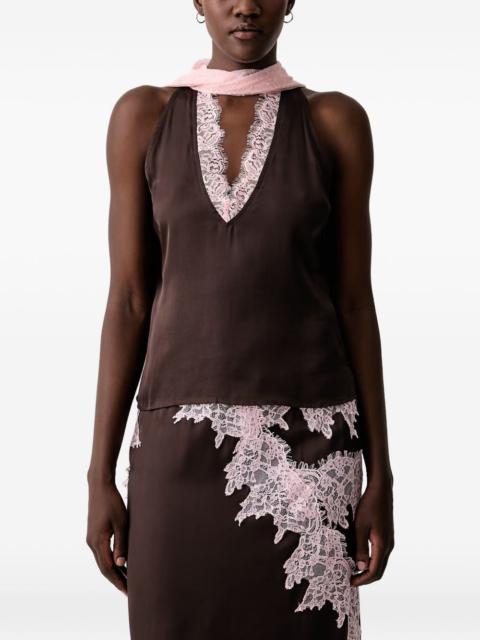 Never Fully Dressed lace-trim scarf-detail top
