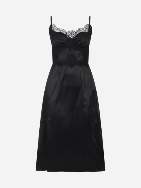 Dolce & Gabbana Satin and lace calf-length slip dress