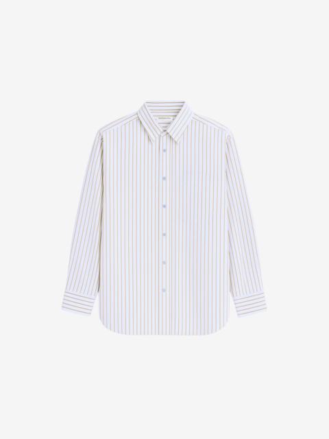 The Frankie Shop Oana Cotton Padded Shirt - Light Blue/Brown Stripe
