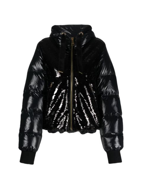 Puff Glossy Sequins hooded jacket