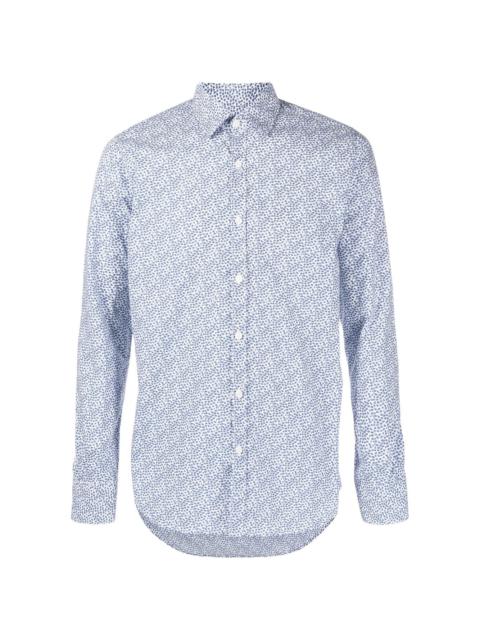 micro leaf-print cotton shirt