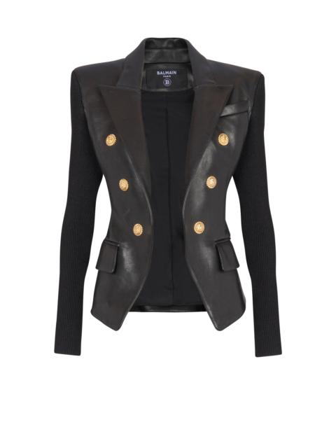 Balmain Six-buttons knit lambskin leather jacket