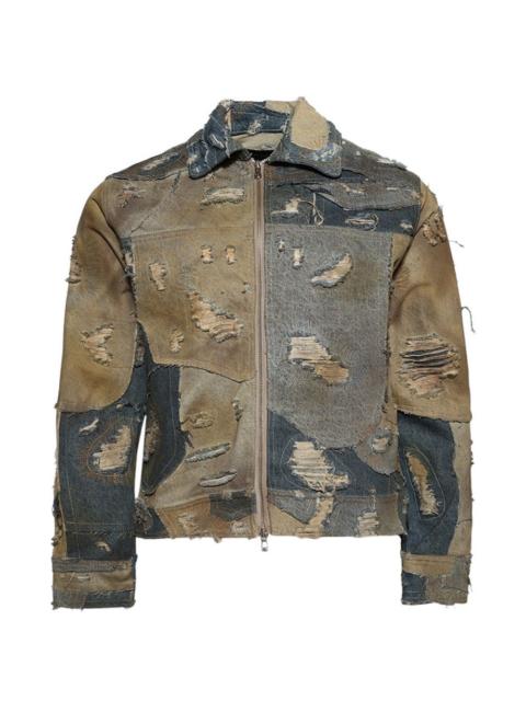 WHO DECIDES WAR patchwork distressed trucker denim jacket