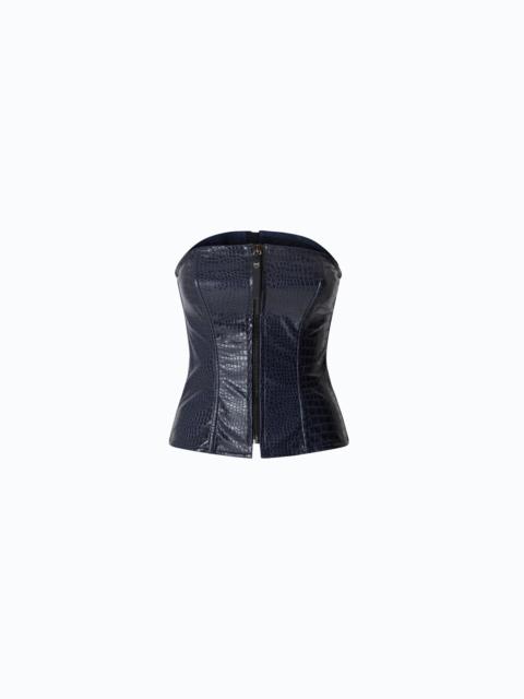 PINKO BUSTIER TOP WITH CROCODILE PRINT AND ZIP