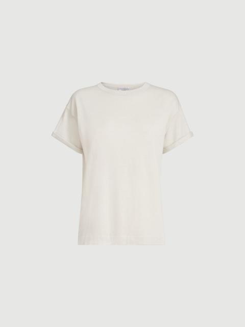 Brunello Cucinelli Sparkling cashmere 및 실크 경량 니트 티셔츠