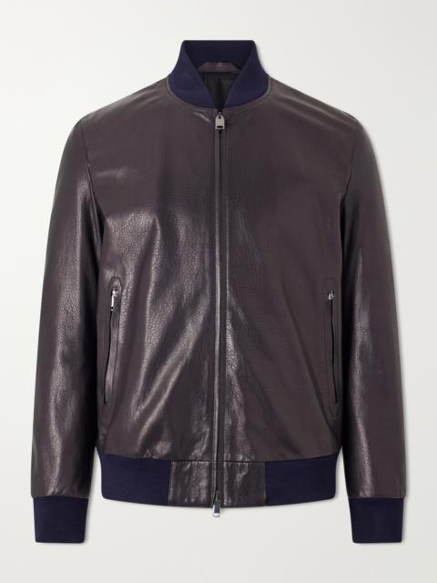 Brioni Draped Leather Bomber Jacket
