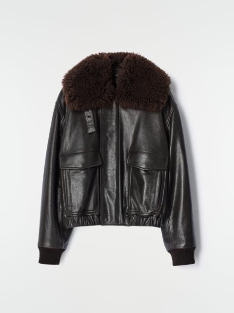 Lemaire AVIATOR BLOUSON IN SHINY LEATHER