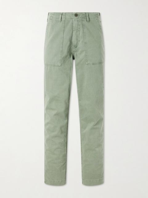 Hartford Fatigue Straight-Leg Herringbone Cotton Trousers