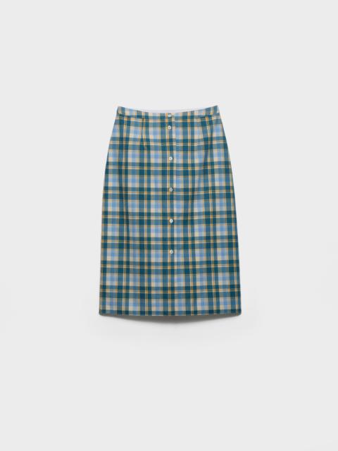 Prada Plaid cotton pencil skirt