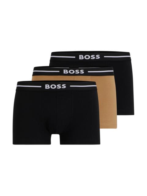 BOSS THREE-PACK OF STRETCH-COTTON TRUNKS WITH LOGO WAISTBANDS
