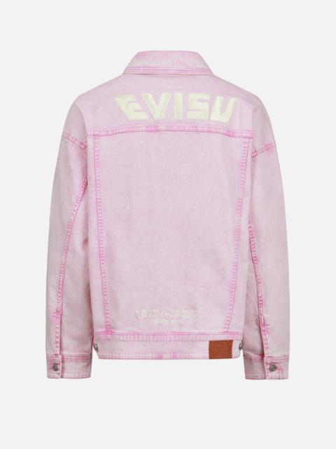 EVISU SEAGULL EMBROIDERY FUCHSIA DENIM JACKET