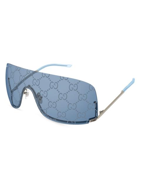 GUCCI Men's Tom 99MM Shield Sunglasses - Grey Blue Pattern