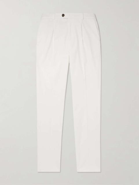 Brunello Cucinelli Tapered Pleated Cotton-Blend Twill Trousers