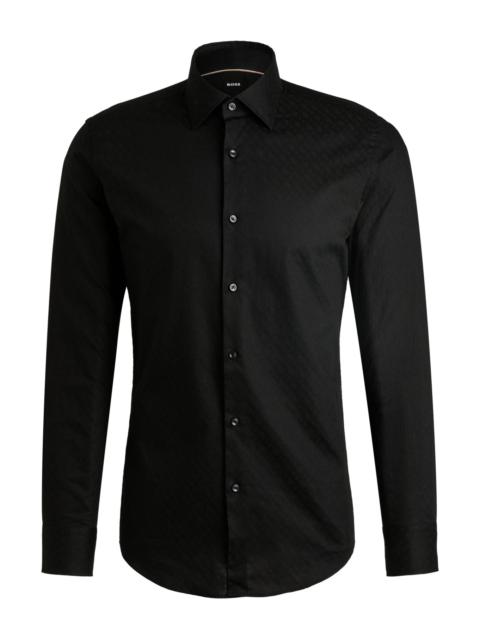 BOSS SLIM-FIT SHIRT IN ITALIAN COTTON WITH JACQUARD MONOGRAMS