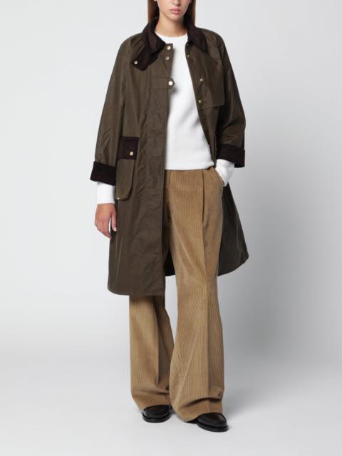 Barbour Long waxed cotton jacket, Olive Green