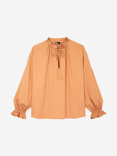 The Kooples BLOUSE WITH DARK ORANGE RUFFLES