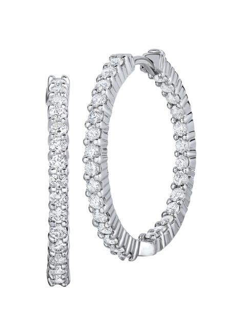 ROBERTO COIN Women's 18K White Gold & 1.53 TCW Diamond Inside-Out Hoop Earrings/25MM - White