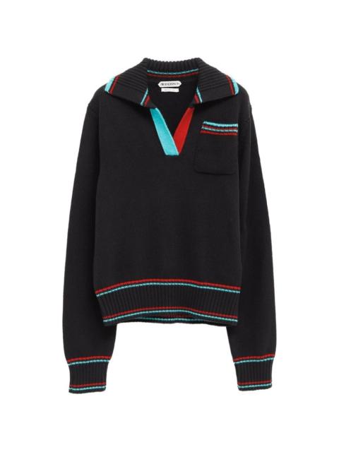 JW Anderson V-neck striped-detail polo shirt