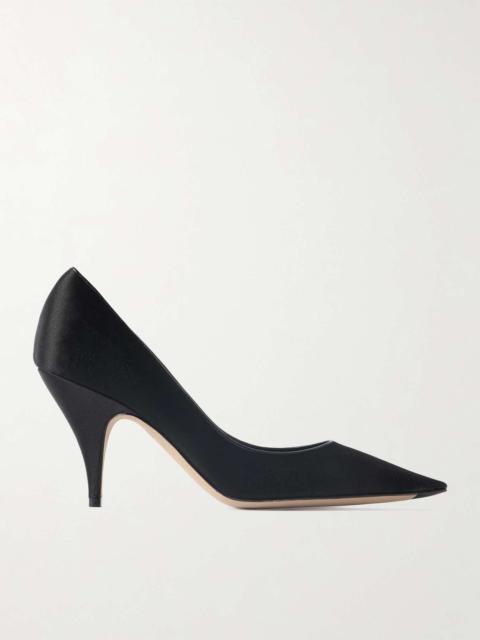 The Row Uxor distressed satin pumps Black